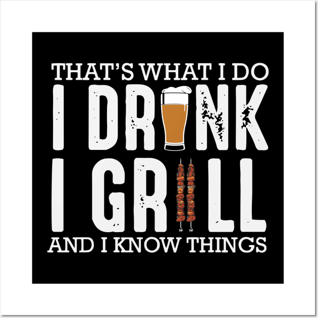 Funny Drinking And Grilling Design, Gift For Husband Wall Art by Wicked Zebra